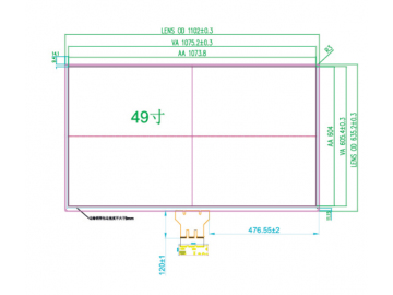 49寸国产防眩屏蔽电容触摸加固显示模块 屏蔽 满足军工要求