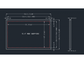 15.4寸宽温高亮液晶屏 1680*1050 1500亮度 LVDS 30PIN