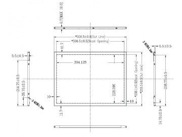 15寸, 1024*768, 1000亮度, 20pins, LVDS接口 高亮屏, 广告机