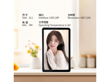 10.1寸TFT液晶显示屏 800*1280 300亮度 20PINS LVDS 工业屏/医疗屏/高亮屏总成