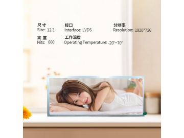 12.3寸高亮屏 1920*720 600亮度 60PINS LVDS 高亮屏