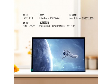 10.1寸高亮屏 1920*1200 IPS液晶屏 1000亮度 45PINS LVDS 高亮屏