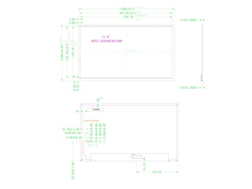 11.6英寸 1920*3RGB*1080 1250亮度 eDP接口 30PIN 彩色TFT液晶屏, 高亮液晶屏, 阳光下可视液晶屏, IPS液晶屏