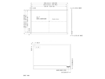 10.1英寸 1920*1200 1000亮度 eDP接口 30PIN 彩色TFT液晶屏, 高亮液晶屏, 阳光下可视液晶屏