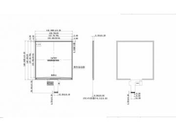 7.6液晶显示屏800&times;800高清方形屏幕30pins MIPI接口1000高亮方形工控显示屏