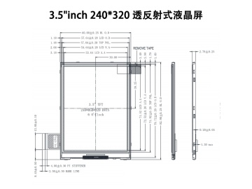 3.5寸半透半反屏240&times;320分辨率MCU+SPI+RGB接口45Pin TFTLCD液晶模组ILI9341驱动全视角工业手持便携设备低功耗显示屏