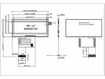 3.9寸 长条型 液晶显示屏 a-Si TFT active matrix 480*182 分辨率 RGB 接口