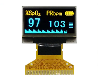 0.96" 128x64 蓝黄双色PMOLED, 支持SPI、IIC接口