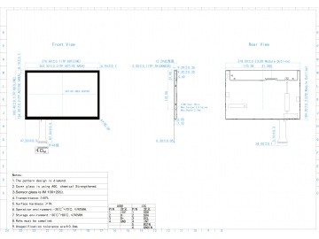 12.1寸触摸液晶显示屏模组 1280*800 400亮度 工业医疗液晶屏 30PINS LVDS 触控芯片ILI2511 电容触摸 框贴 IIC/USB触控接口