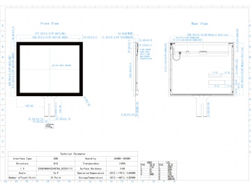 17寸触摸液晶显示屏模组 工业液晶屏 1280*1024 350亮度 电容触摸 框贴 IIC/USB