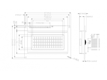 1604字符液晶显示屏16字*4行LCM液晶模块蓝底白字液晶显示屏模块 外形87.0X60.0X13.5