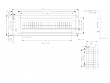 2402LCD液晶显示屏 24*2 点阵屏/黄绿 5V 黑字体带背光 LCD1602 外形尺寸 118*36X13.5
