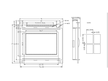 12864图形液晶模块 12864LCD, 带中文字符库 尺寸78*70MM