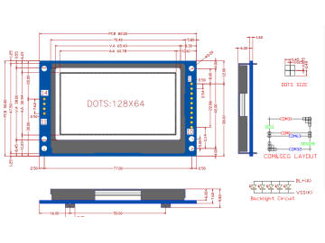 LCD 128x64 COG 12864 白底 黑字 LCD 显示屏 工作温度 -40+70 外型尺寸:82*50MM