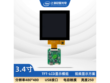冠显 3.4寸液晶显示屏触摸屏 USB接口视频显示方案720*720